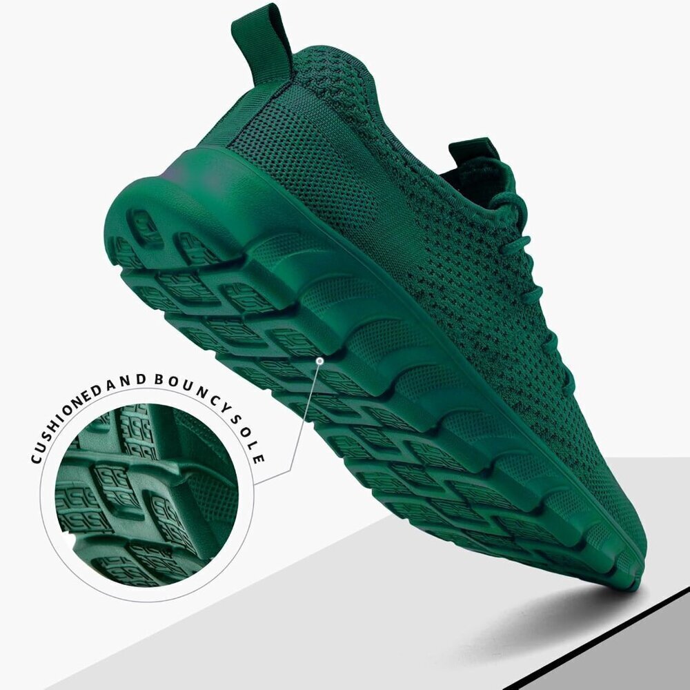 Women's Dark Green Non Slip Pull-on Comfortable Casual Fashion Running Sneakers - Picture 4 of 6